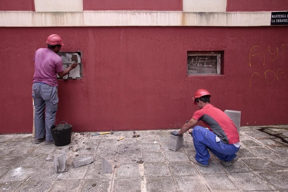 Inicio de las obras de tapiado de Las Chumberas.