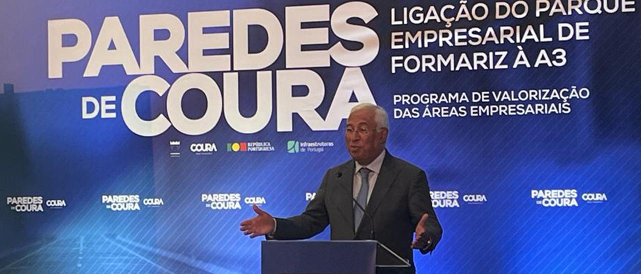 El presidente del Gobierno de Portugal, Antonio Costa, en la inauguración de la nueva conexión de la A-3