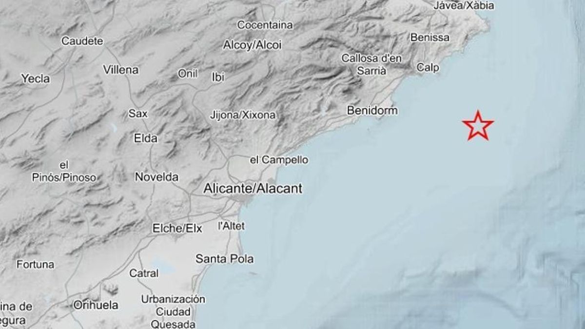 Epicentro del terremoto registrado esta mañana en Benidorm