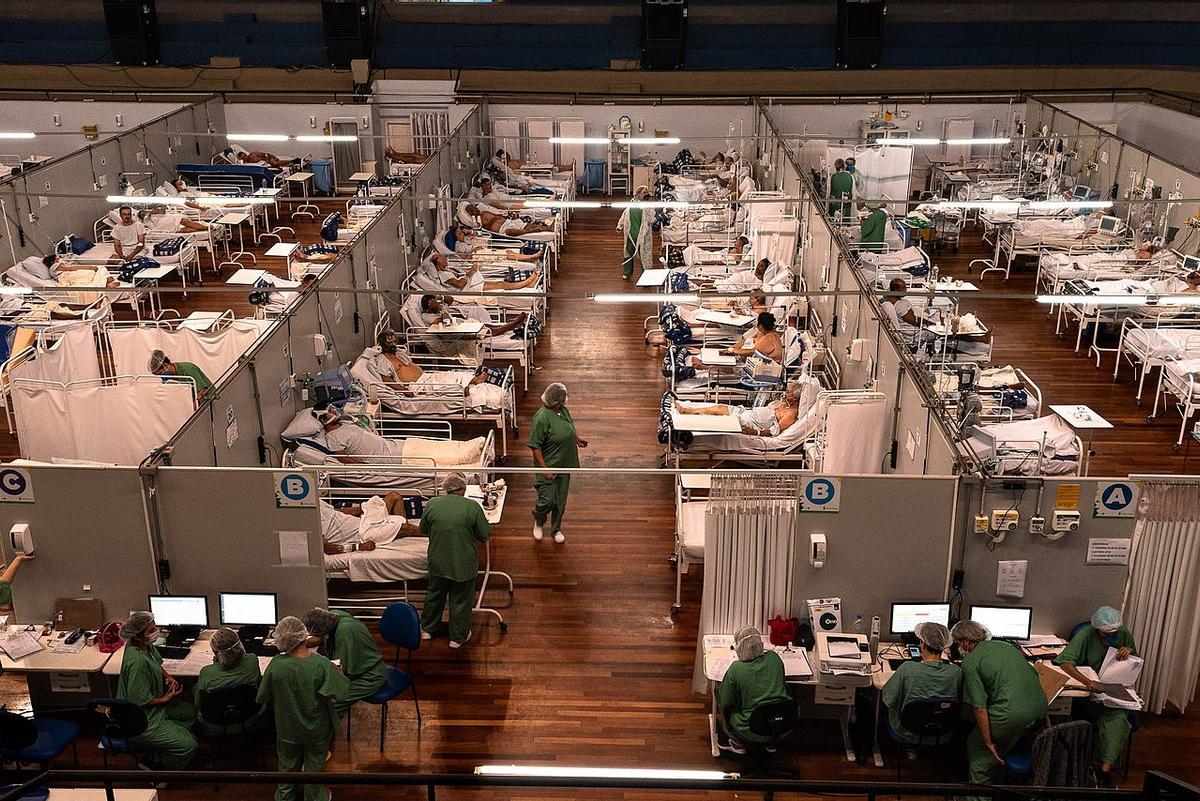 Imagen durante la pandemia (marzo 2021) del hospital Santo Andre, en Brasil