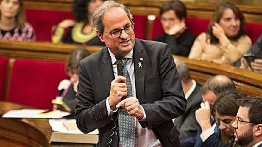 El president de la Generalitat de Catalunya, Quim Torra, dimecres al Parlament
