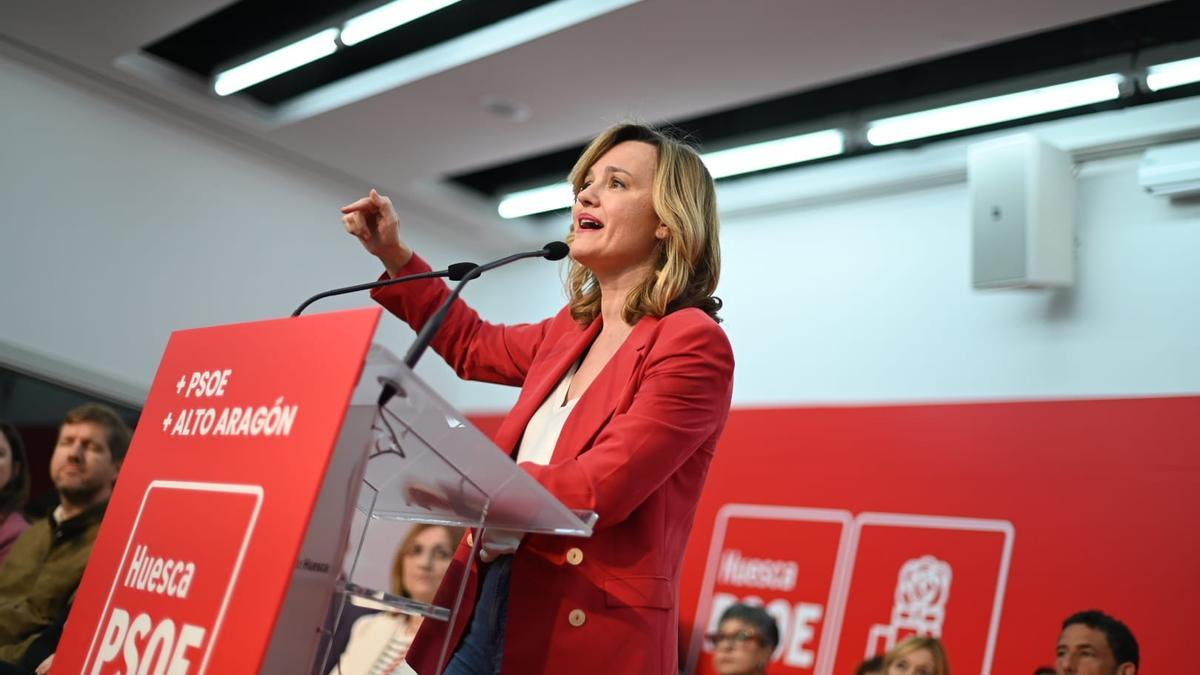 La secretaria general del PSOE Aragón, Pilar Alegría, este sábado en Huesca.