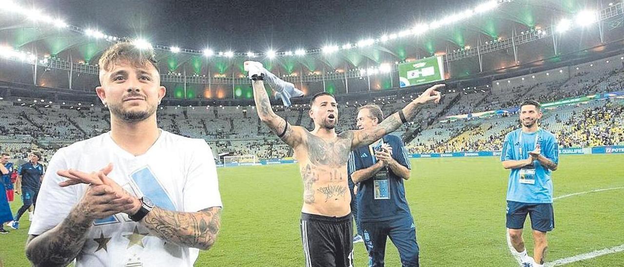 Maffeo, en el estadio de Maracaná, celebra la victoria de Argentina ante Brasil.