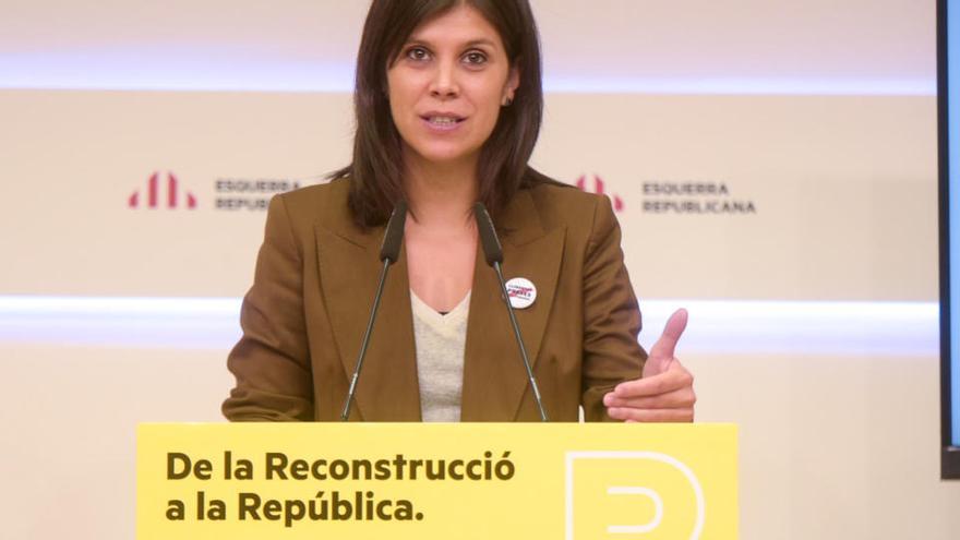 La secretària general adjunta d&#039;ERC, Marta Vilalta, en roda de premsa