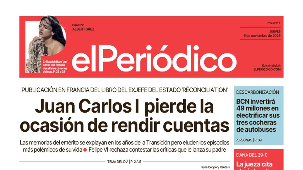 La portada de EL PERIÓDICO del 6 de noviembre de 2025