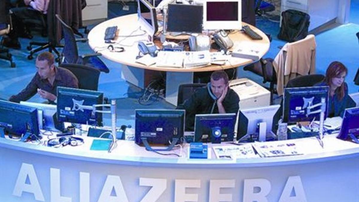 Redacción de los informativos de la cadena de televisión Al Jazeera en Estados Unidos.