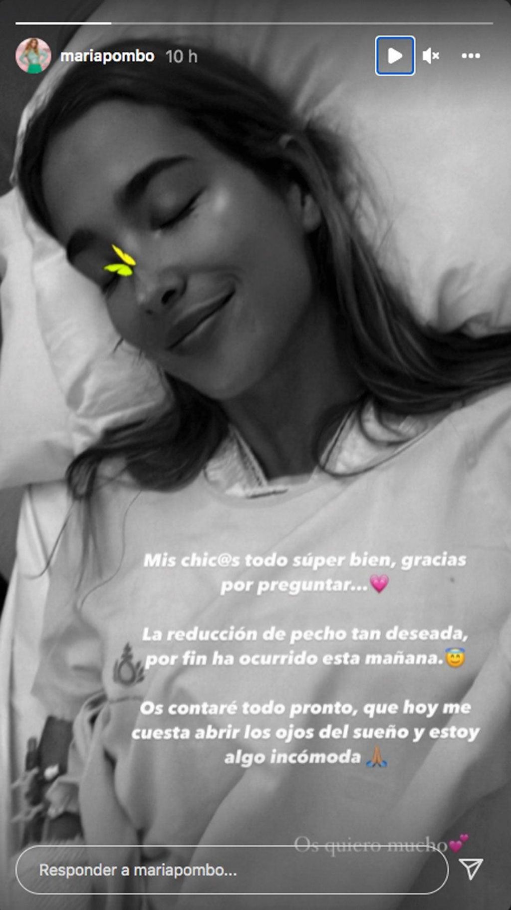 María Pombo en el hospital