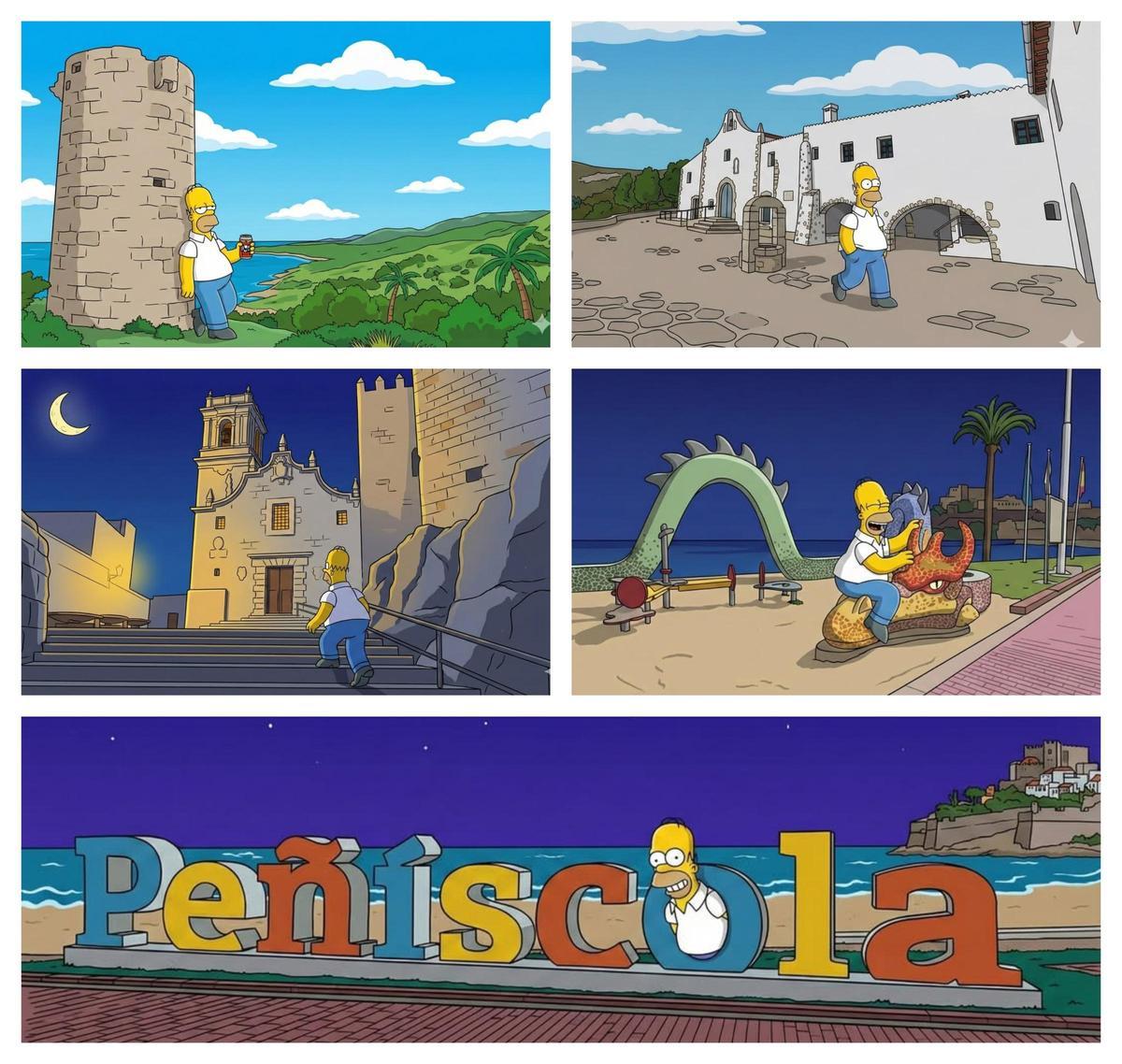 Homer, de turismo por Peñíscola.