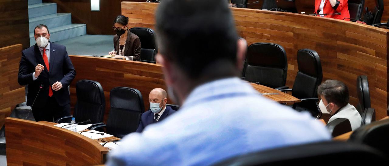 Adrián Barbón, esta mañana en la Junta.