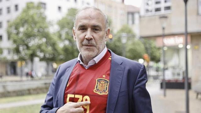 Ricardo Bango, ayer, con la camiseta de España. |