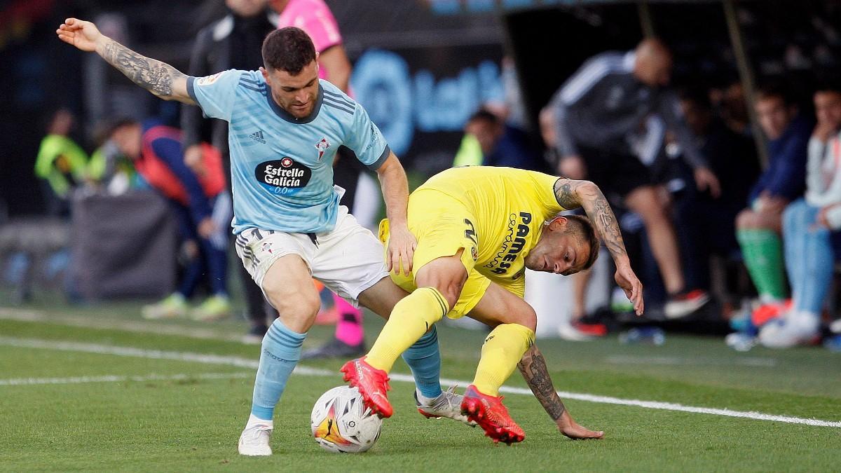 Una acción del Celta - Villarreal en Balaídos