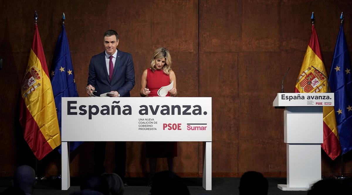 Pedro Sánchez y Yolanda Díaz sellan el acuerdo para una nueva coalición de Gobierno