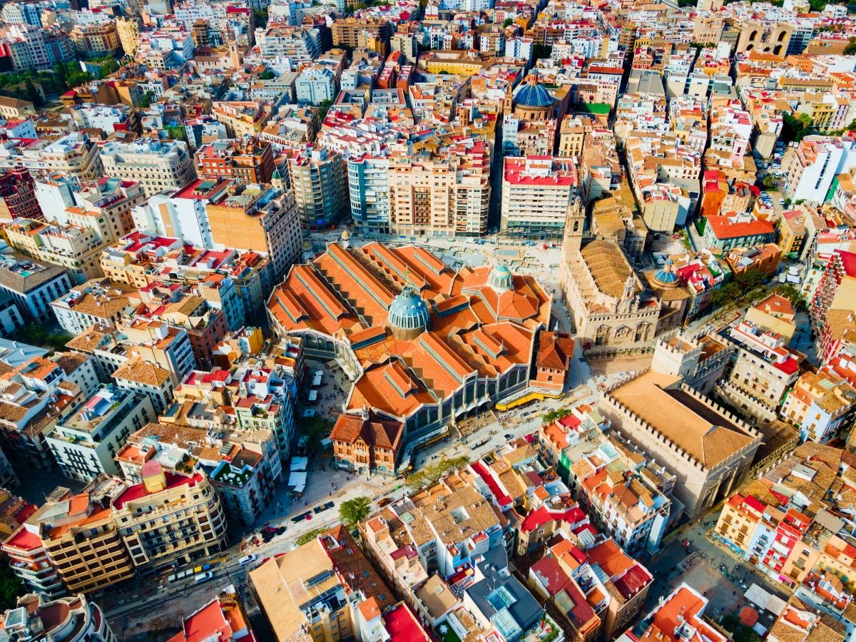 Vista aérea del Mercado Central de Valencia