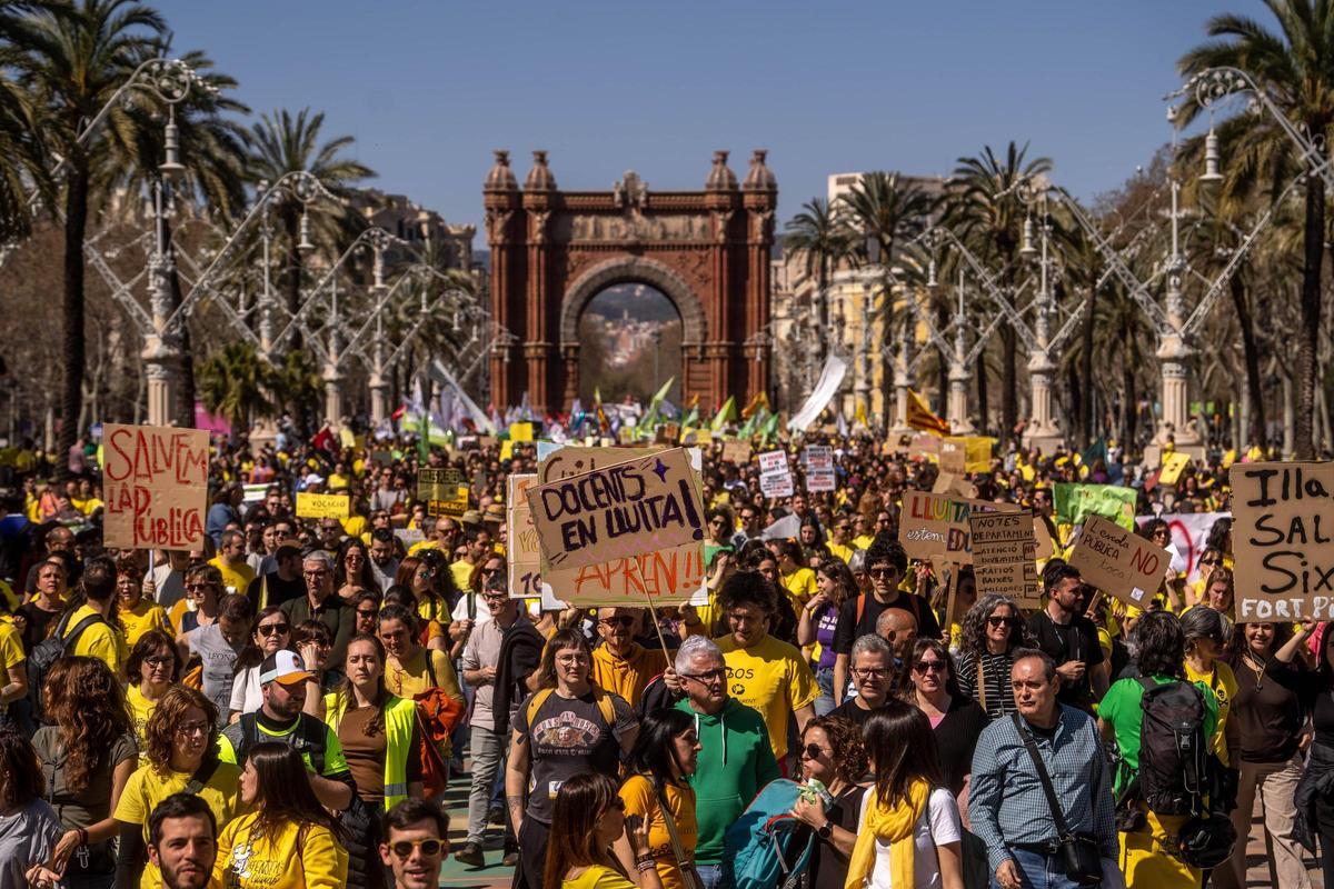 Protesta educativa, la semana pasada en Barcelona.