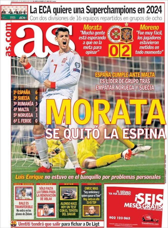 La portada de AS del 27 de marzo