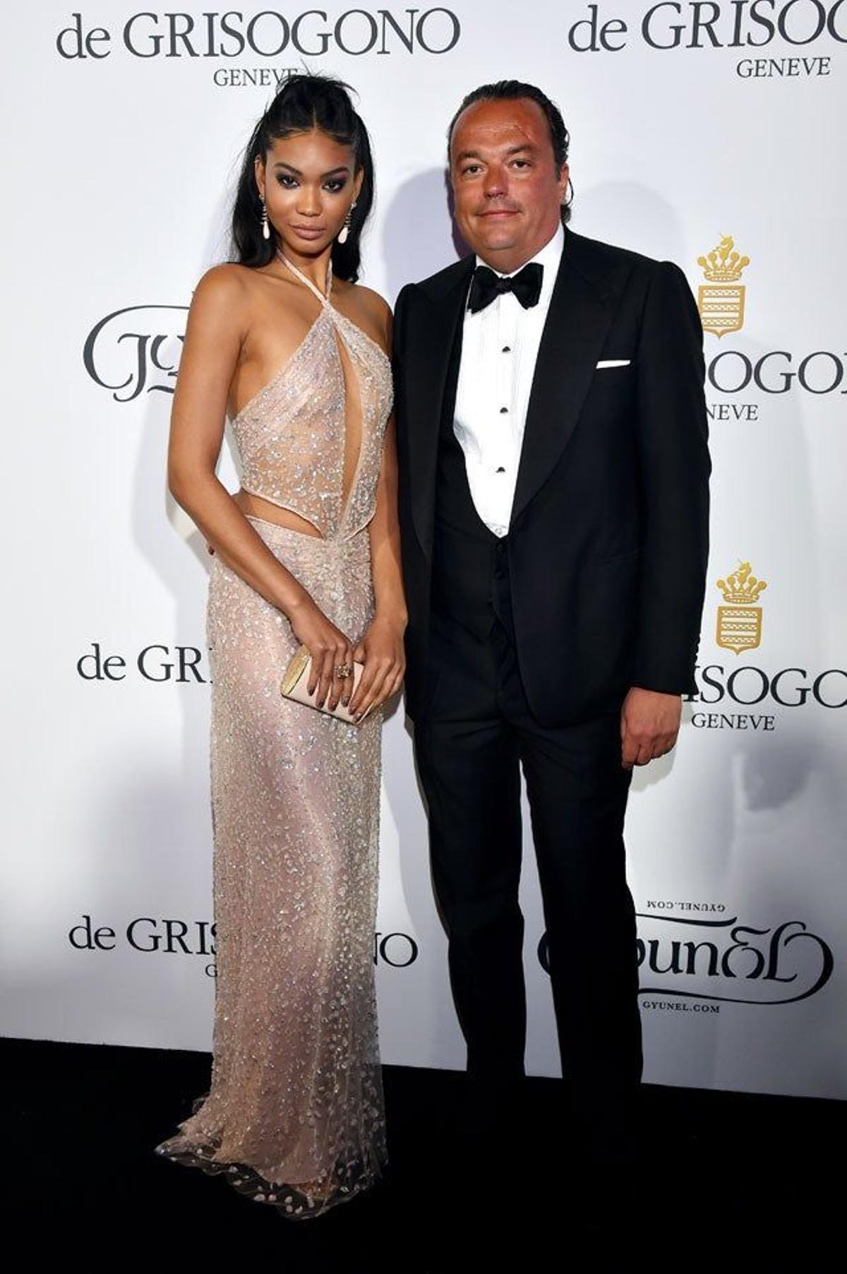 Chanel Iman y Gilles Mansard en la fiesta De Grisogono en Cannes