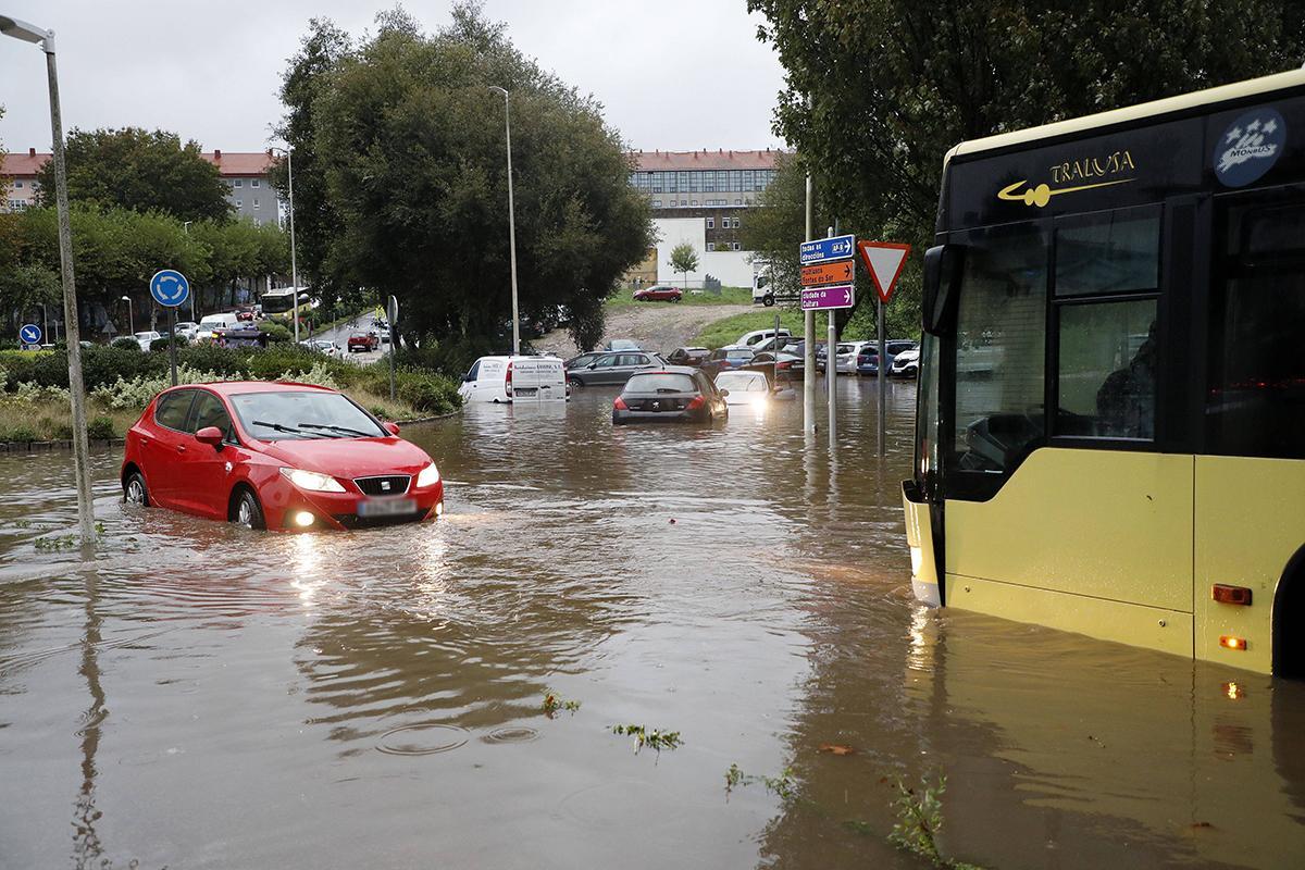 Inundaciones en la zona de Sar, en Santiago