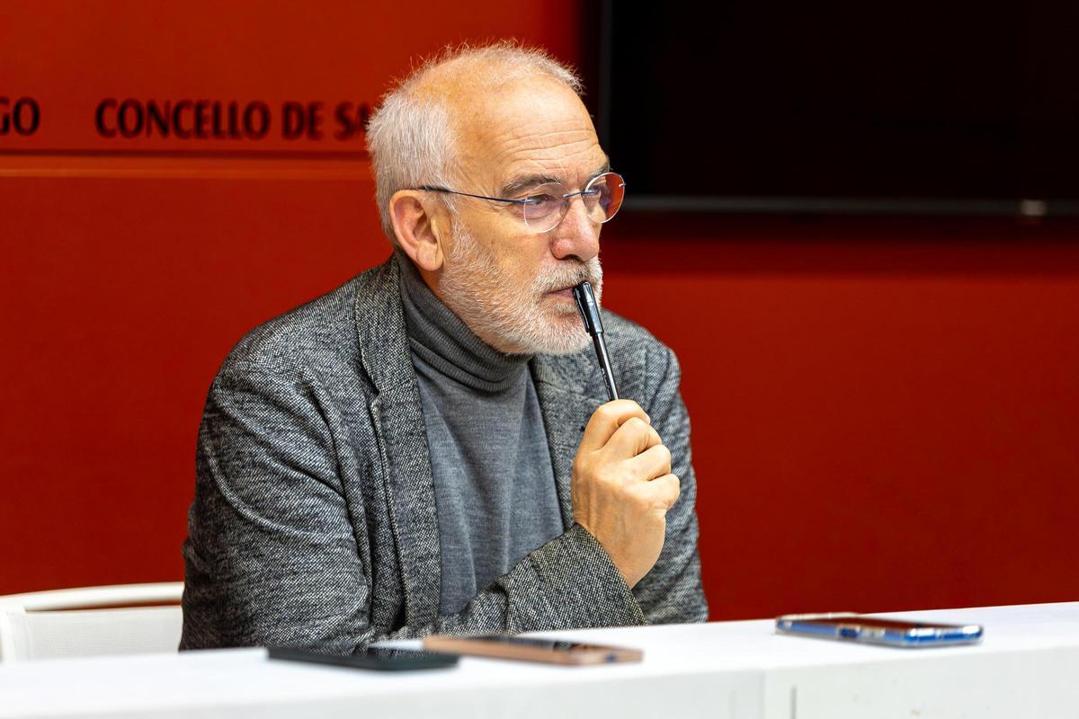 Sindo Guinarte, na sala de prensa do Concello de Santiago