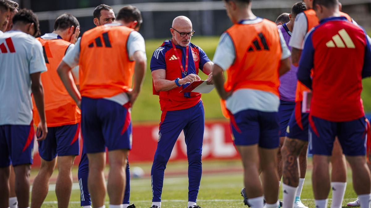 Entrenamiento de la selección española, este martes en Las Rozas.