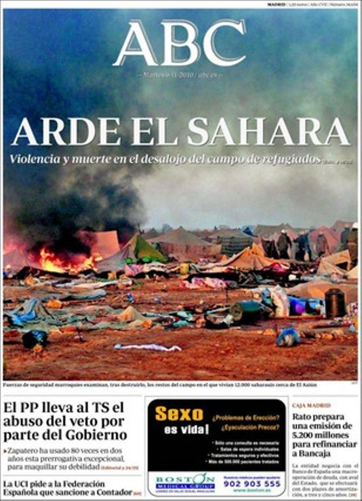 A les pàgines interiors, ’Abc’ destaca, a més, que prohibeixen ’sine die’ l’entrada a missa al Valle de los Caídos, i que Cuba incompleix el termini promès per alliberar els presos polítics.