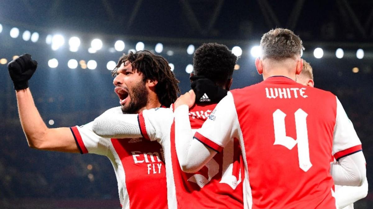 Los jugadores del Arsenal celebran un gol ante el Sunderland