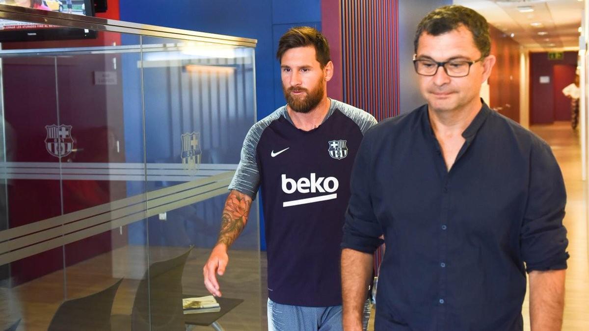 Leo Messi en su vuelta al trabajo en Barcelona