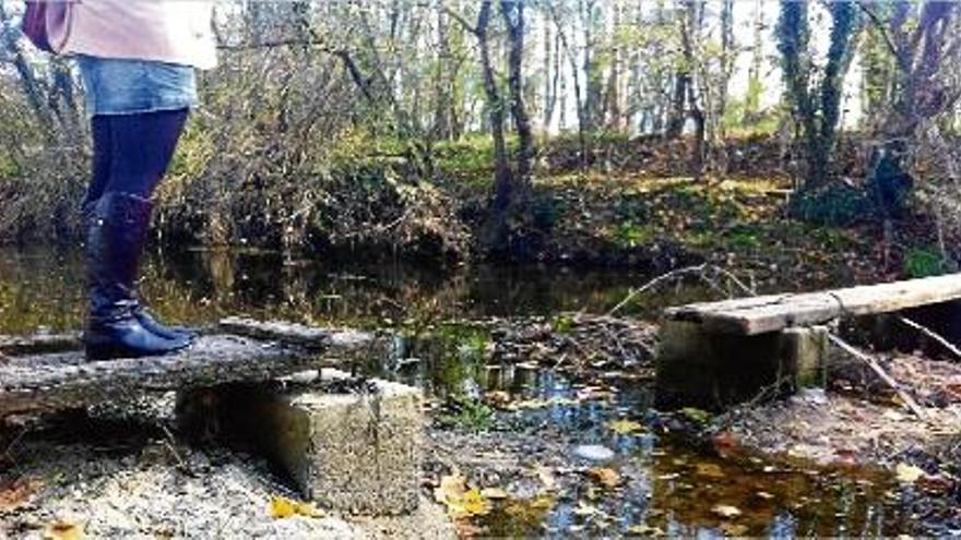 La passera, darrere el tanatori, permetia creuar el riu Onyar entre el Sector Est i el Parc Científic.