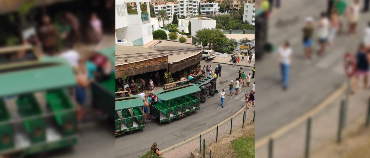 Once heridos al volcar un tren turístico en Cala d'Or