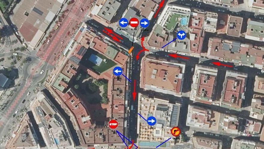 La calle Maravall de Benidorm cambia de sentido desde este miércoles por las obras del parking de Jaime I