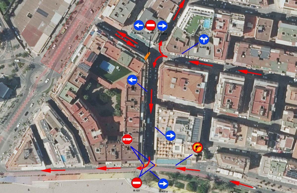 Gráfico de los cambios que se producen desde el miércoles en la calle Marqués de Comillas.