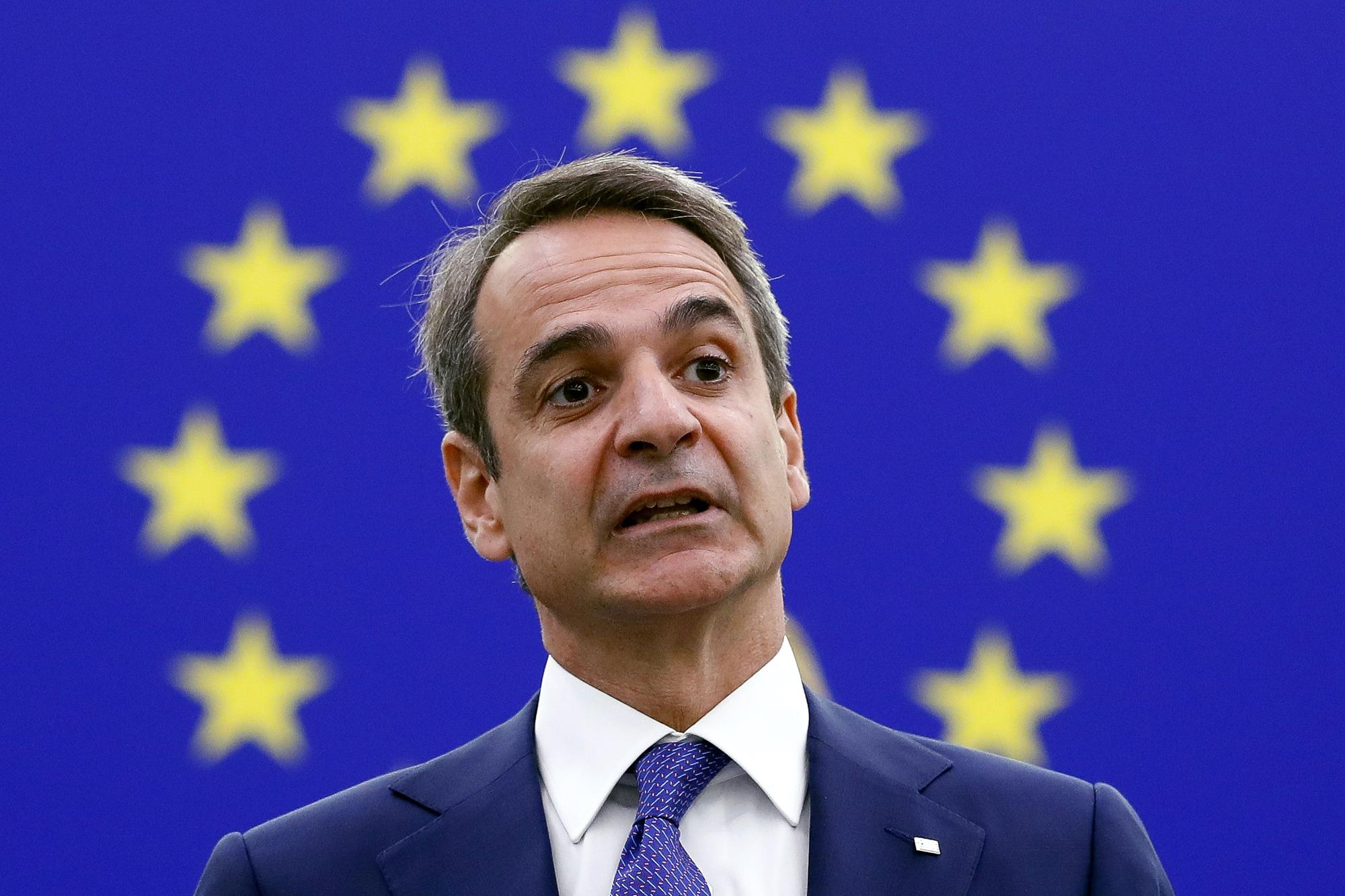 Debate at the European Parliament in Strasbourg  Strasbourg (France), 05/07/2022.- Greek Prime Minister Kyriakos Mitsotakis speaks during the debate 'This is Europe' at the European Parliament in Strasbourg, France, 05 July 2022. (Francia, Estrasburgo)