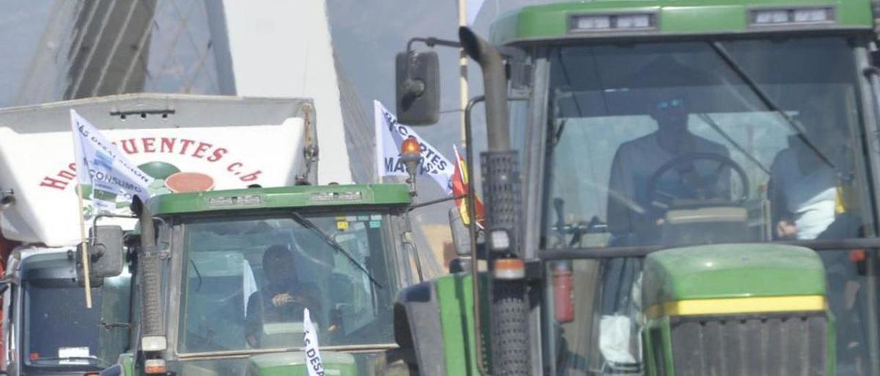 Marcha de protesta en tractores el pasado mayo en Elche. | MATÍAS SEGARRA