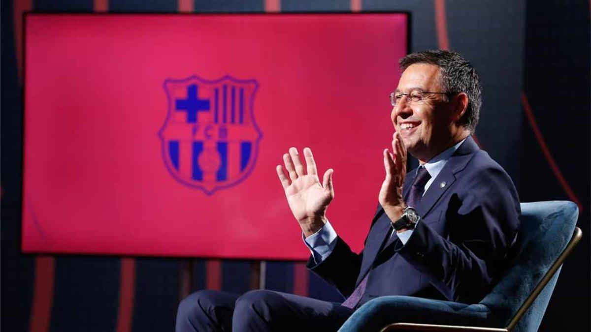 Josep Maria Bartomeu, durante la entrevista en Barça TV