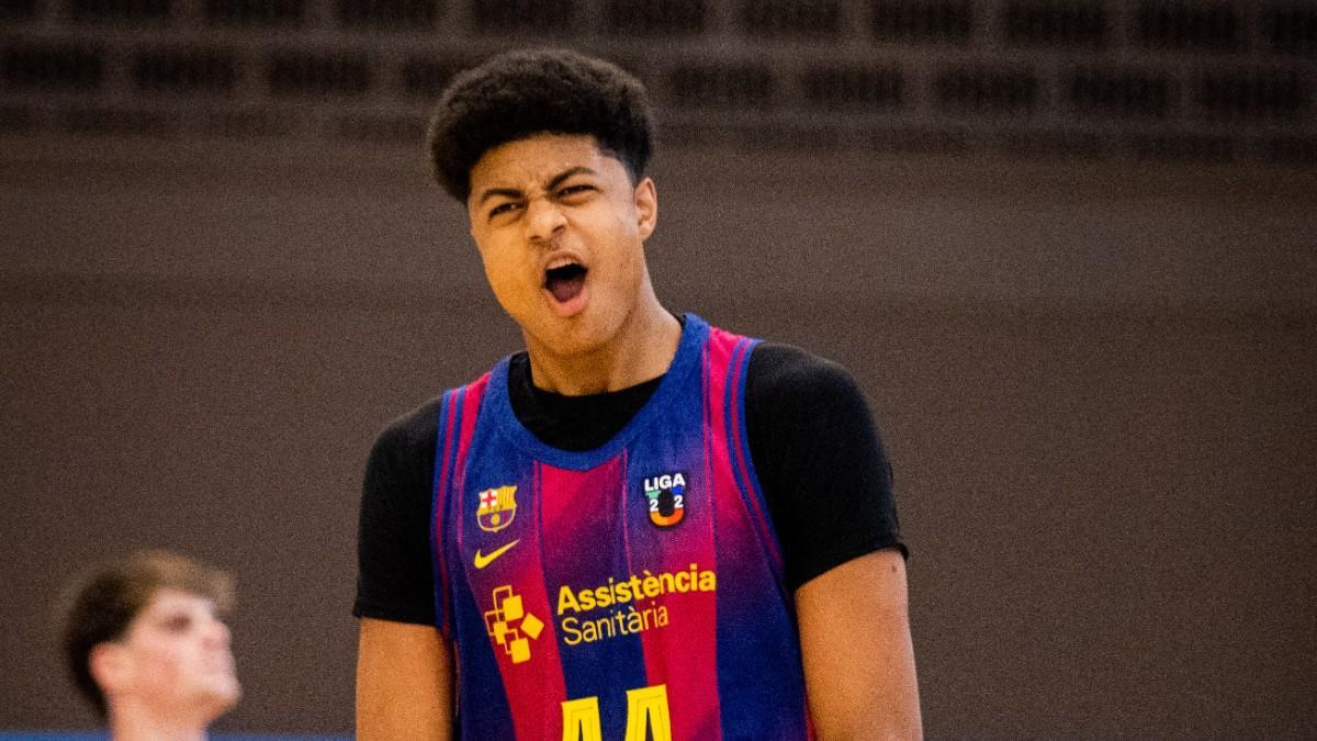 Joaquim Boumtje Boumtje, en un partido con el Barça
