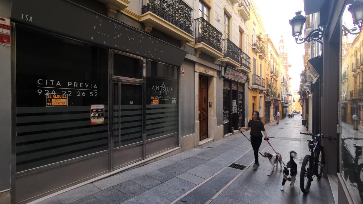 Local cerrado en la calle Virgen de la Soledad de Badajoz.
