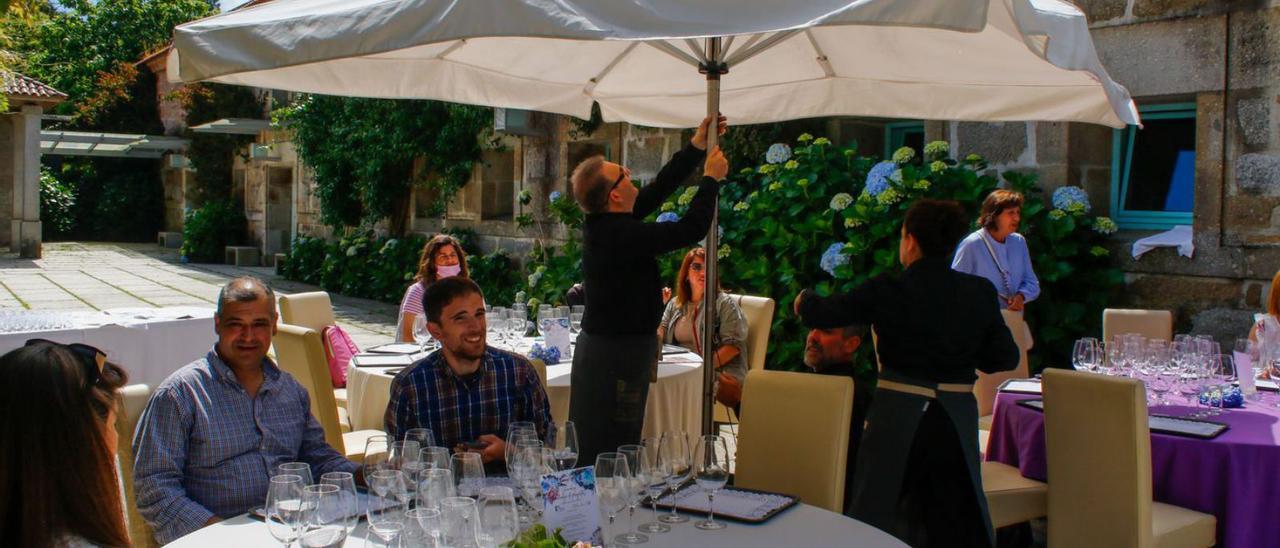 Acto de la Mancomunidade celebrado ayer por la mañana en el pazo de Baión, Vilanova.