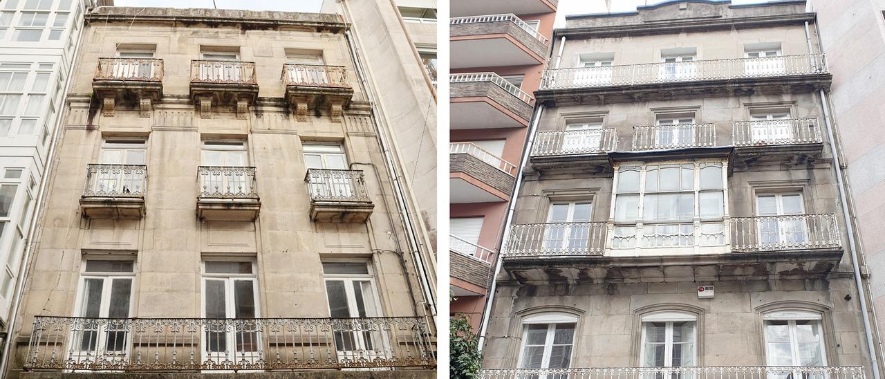 Edificios en venta en López de Neira (izda.) y García Barbón (dcha.).