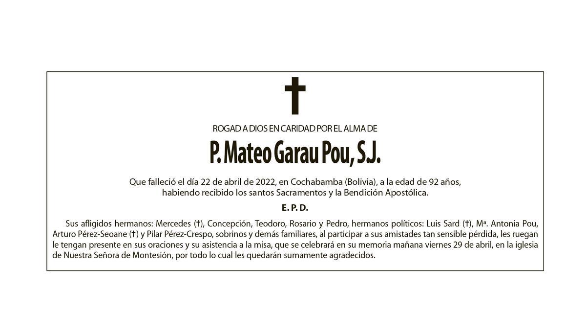 P. Mateo Garau Pou, S.J.