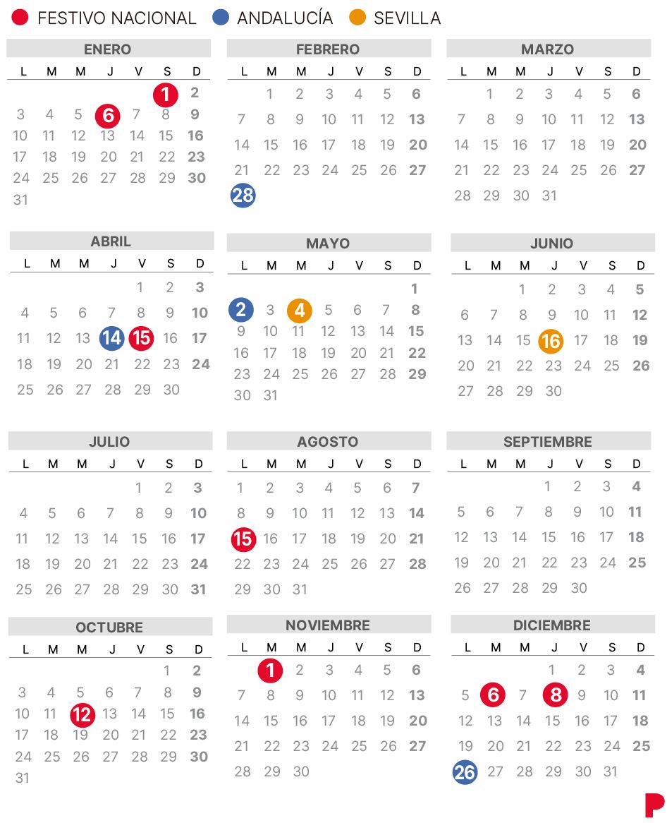 Calendario laboral de Sevilla del 2022