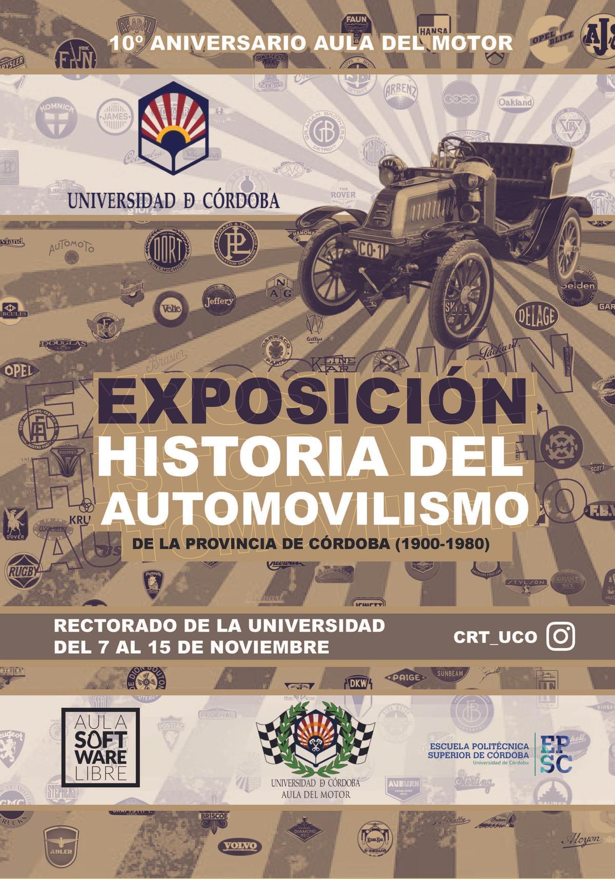 Cartel de la Exposición de la Historia del Automovilismo en Córdoba.