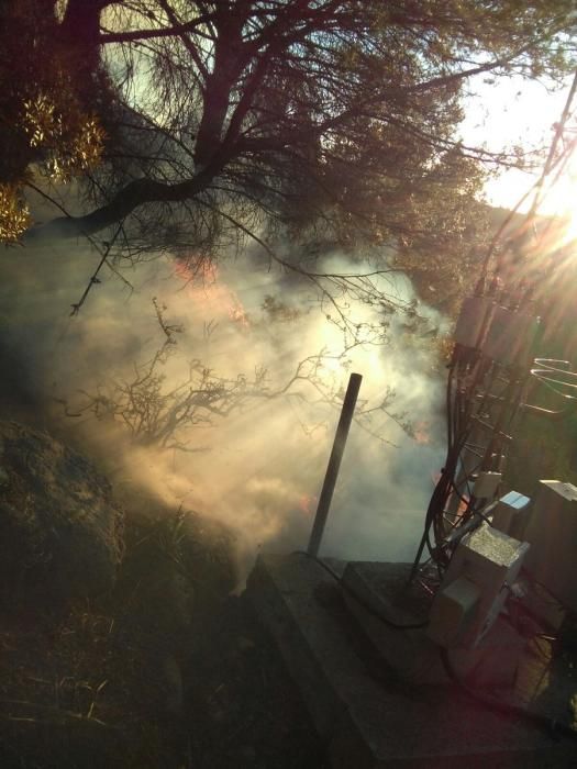 Un incendio forestal quema diez hectáreas en el Puig de Maria, una de pinar