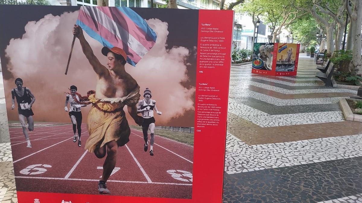 Los carteles repuestos en el paseo de Gandia, en una imagen de esta misma mañana.