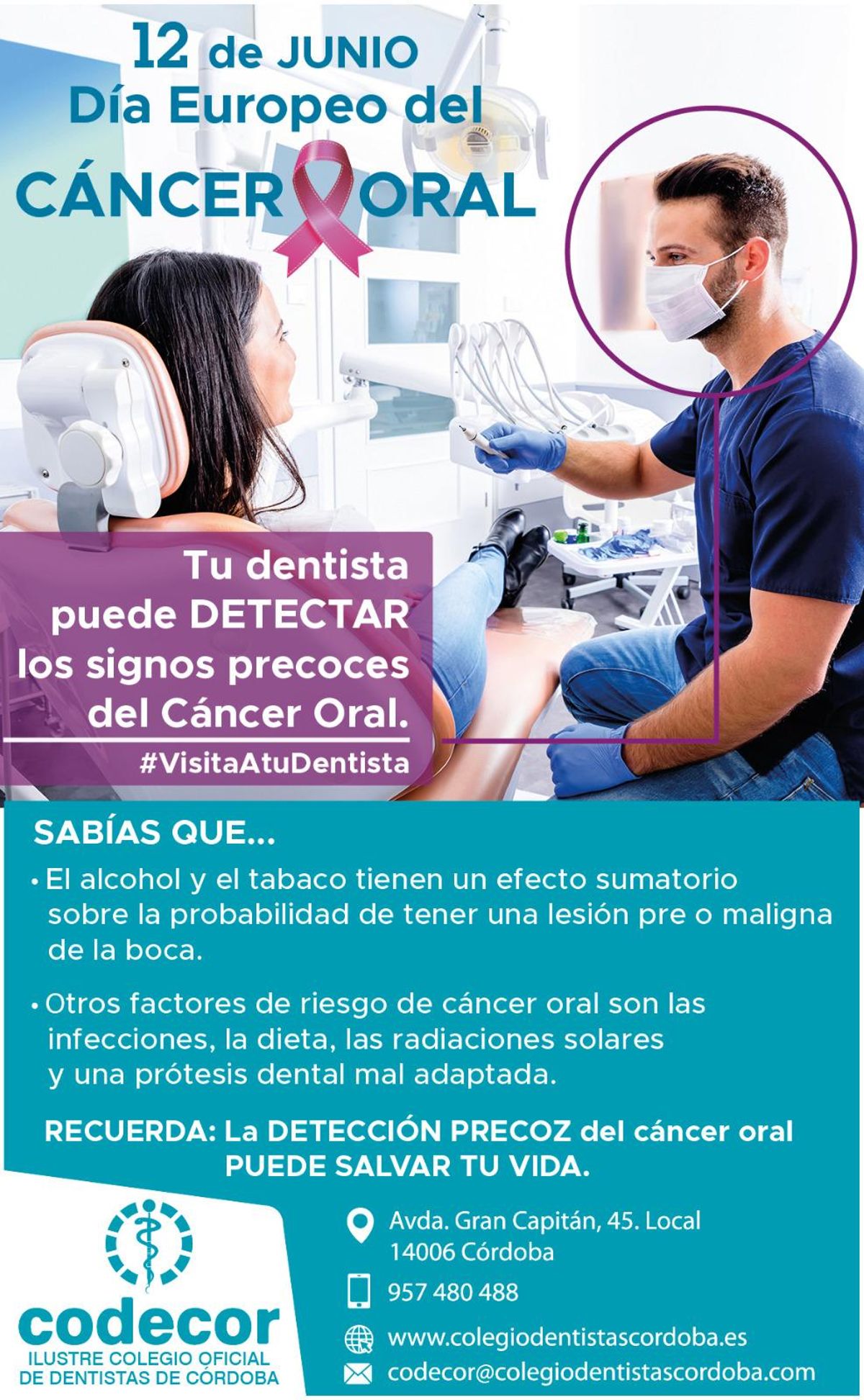 El dentista puede detectar los signos precoces del cáncer oral.