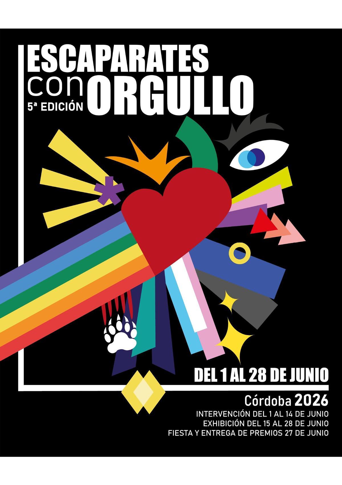 Cartel de la quinta edición de Escaparates con orgullo, que se celebra en Córdoba durante el mes de junio.