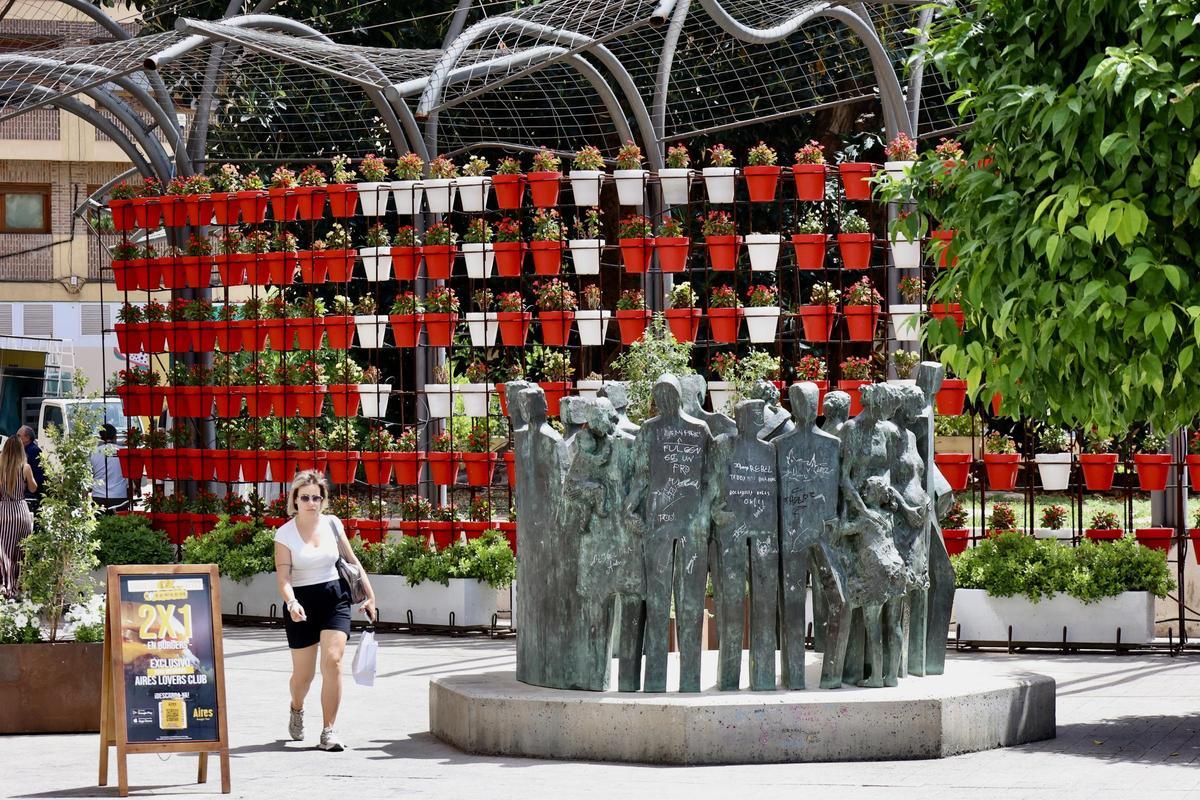 El Monumento a los Derechos Humanos de Santo Domingo en Murcia, fotografiado este jueves.