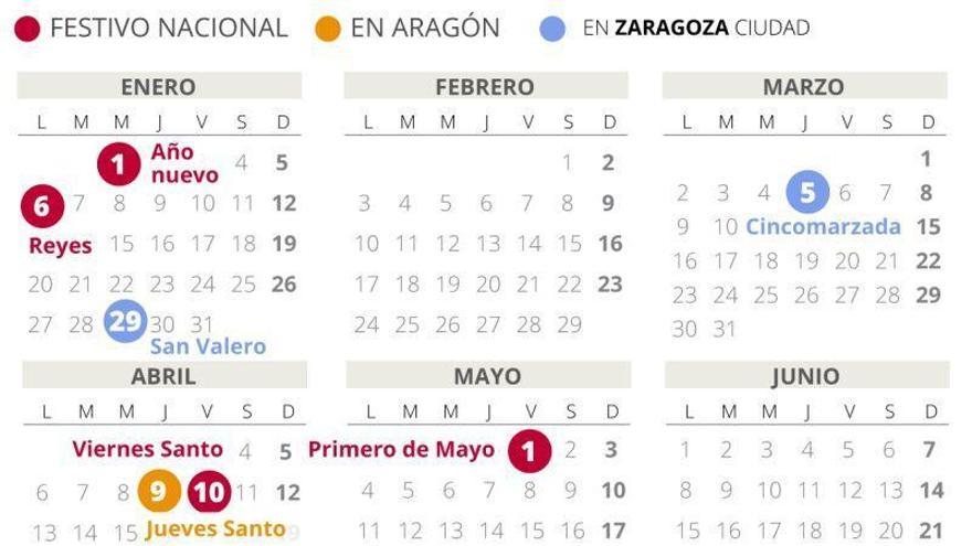 Calendario laboral de Zaragoza del 2020 (con todos los festivos)
