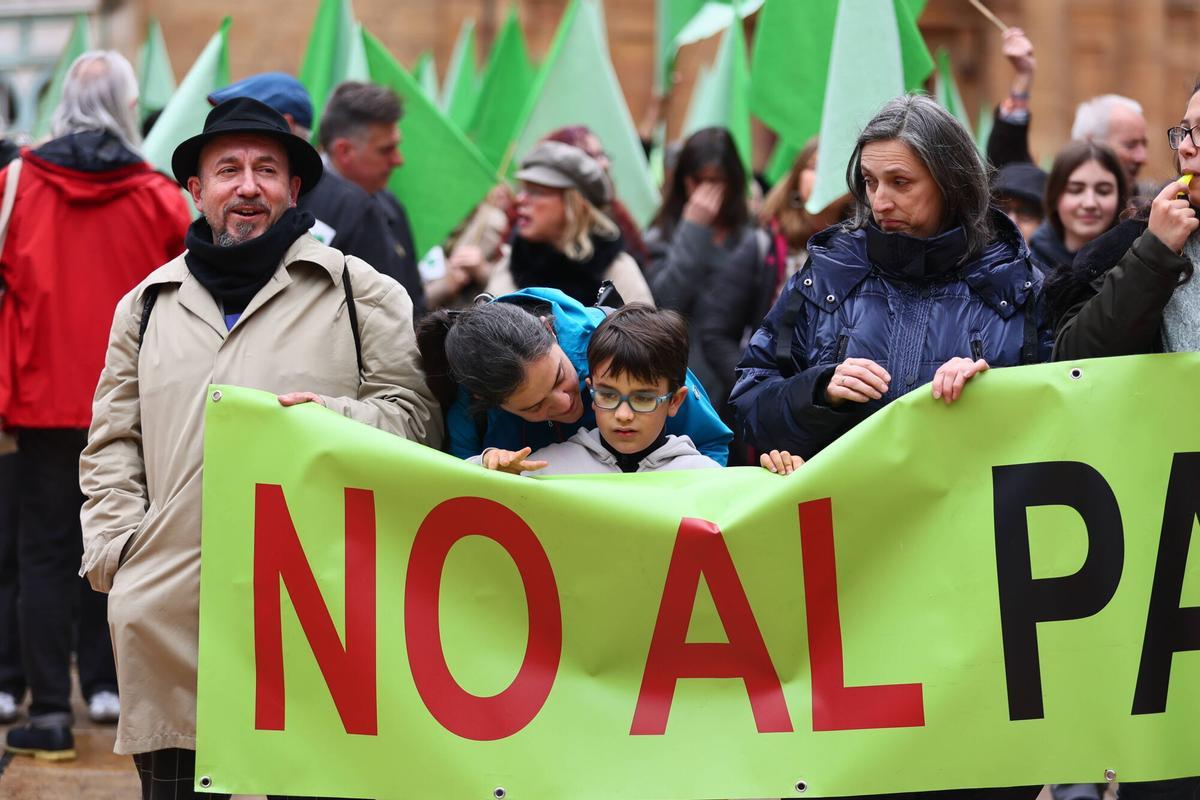 La manifestación para pedir la paralización del parking del Campillín.
