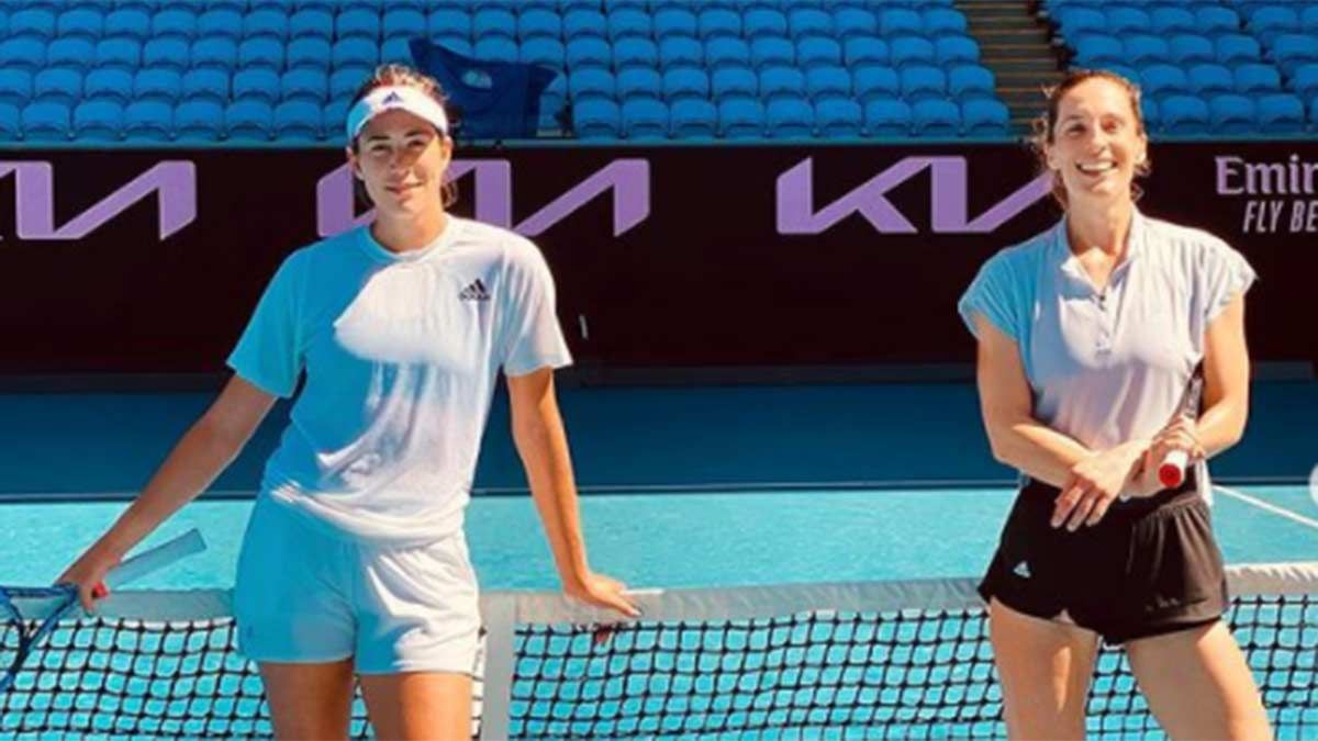 Muguruza, durante uno de sus entrenamientos en Melbourne