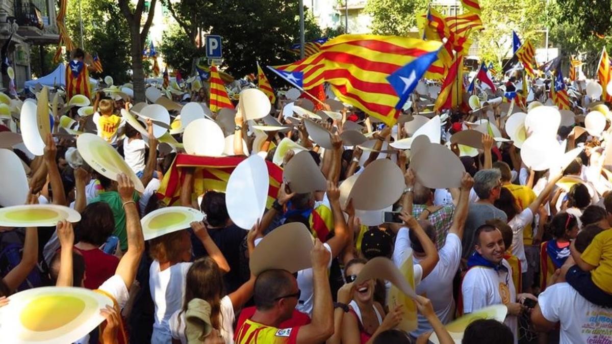 Imagen de la manifestación de la ANC en el paseo de Sant Joan de Barcelona, en la Diada del 2016.