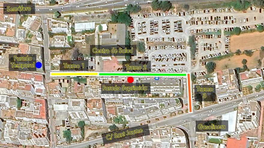 Cambios temporales en los accesos al centro de salud de Santa Eulària por obras